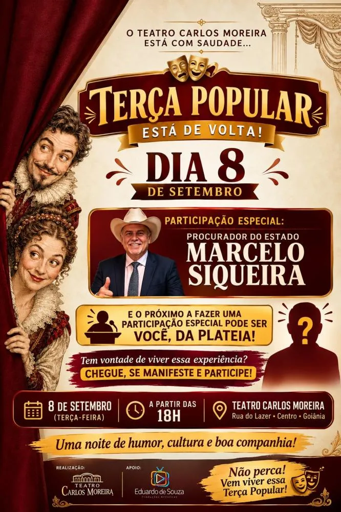 Teatro Carlos Moreira retoma Terça Popular com arte, humor e convivência como aliados da saúde mental