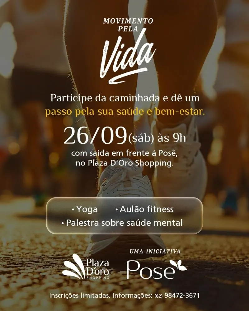 Plaza D’oro Shopping recebe caminhada pela saúde mental neste sábado