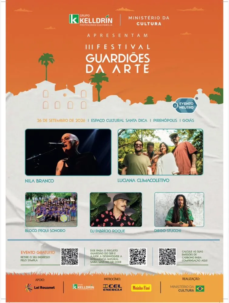 Festival Guardiões da Arte reúne música e cultura em Pirenópolis neste sábado