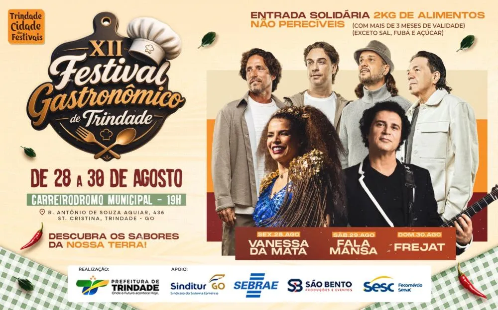 Trindade encerra Rota Gastronômica com sabores regionais, chefs convidados e grandes shows
